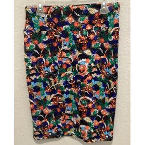 Lularoe Colorful Floral Print Elastic Waist Pencil Skirt Knee-Length Size M